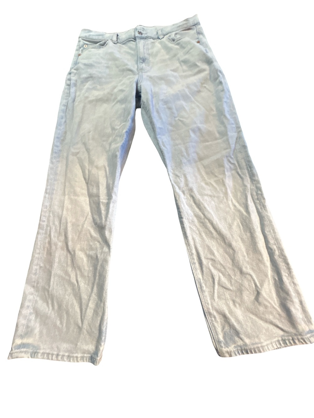 American Eagle Y2K Retro Style Super High-Rise Straight Jeans Light Wash 12 Shor